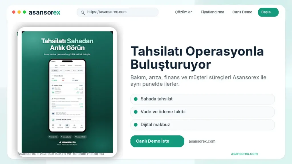 Asansorex.com Tahsilatı Operasyonla Buluşturuyor